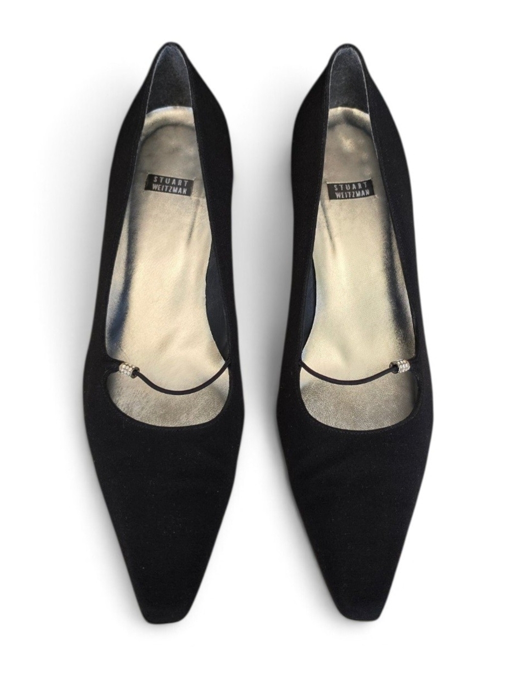 Stuart Weitzman Black Pointed Toe Kitten Heels